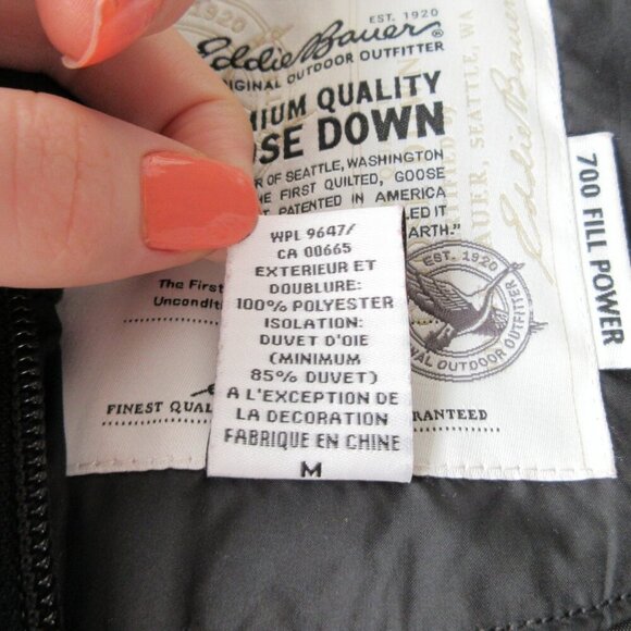 Eddie Bauer Premium Quality Goose Down Puffer Vest Size M Black 700 Fill Power - Picture 7 of 12